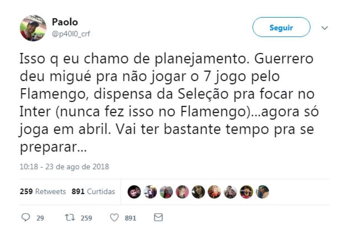 Peruano Paolo Guerrero fica fora dos gramados até abril de 2019