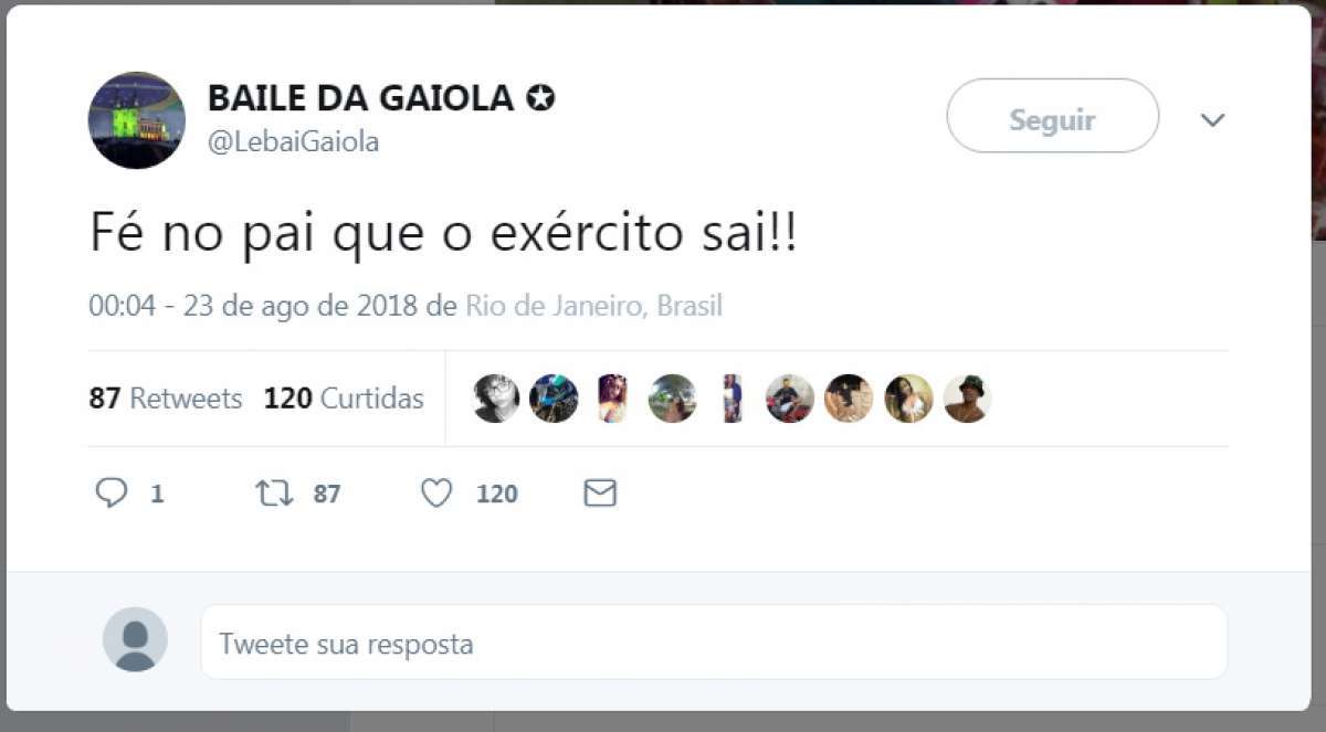 Baile da Gaiola, reprodução do Twitter