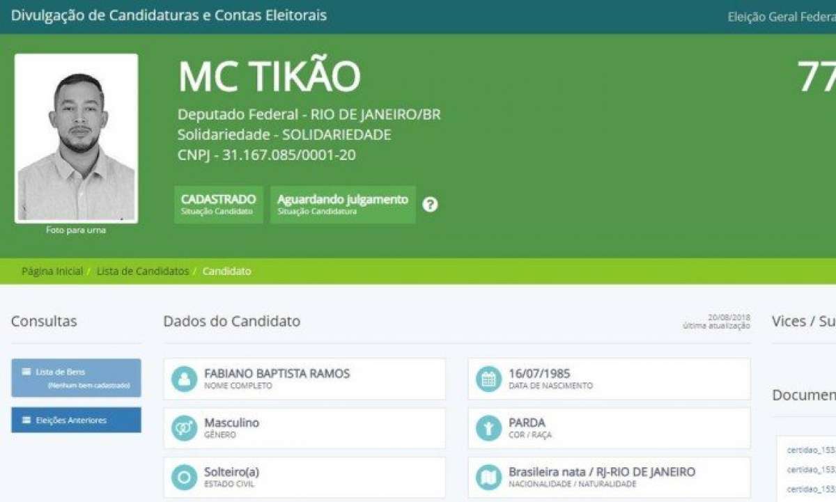 MC Tikão é candidato a deputado federal
