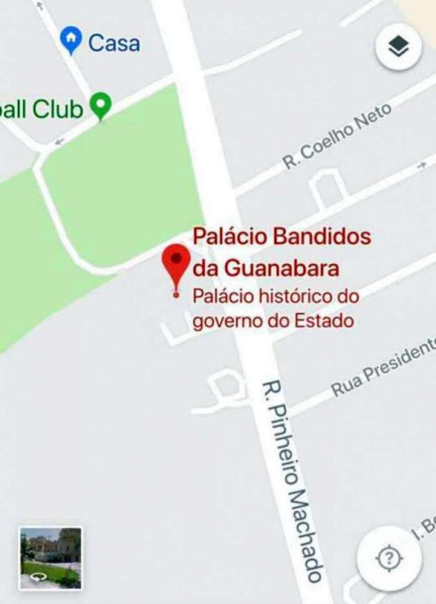 Nome da sede do governo do estado foi 'rebatizada' - Reprodução / Google Maps