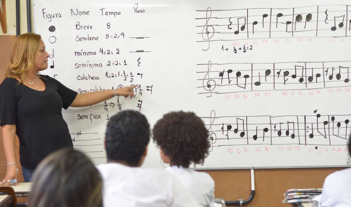 Professores de ensino fundamental em ação nas salas de aula da rede municipal do Rio

 