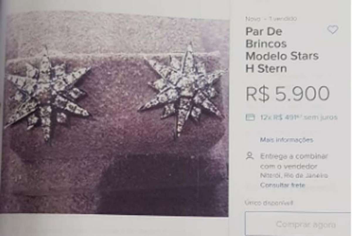 Anúncio de joia em site