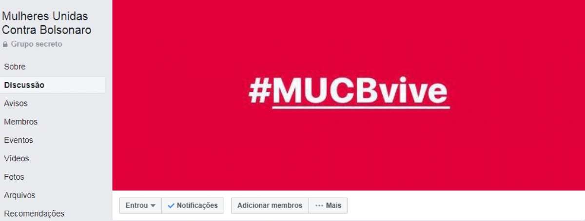 Mulheres Unidas Contra Bolsonaro (MUCB) é retomado mas está em modo secreto, apenas quem já participava tem acesso; previsão é que retome normalidade no fim do desta segunda-feira