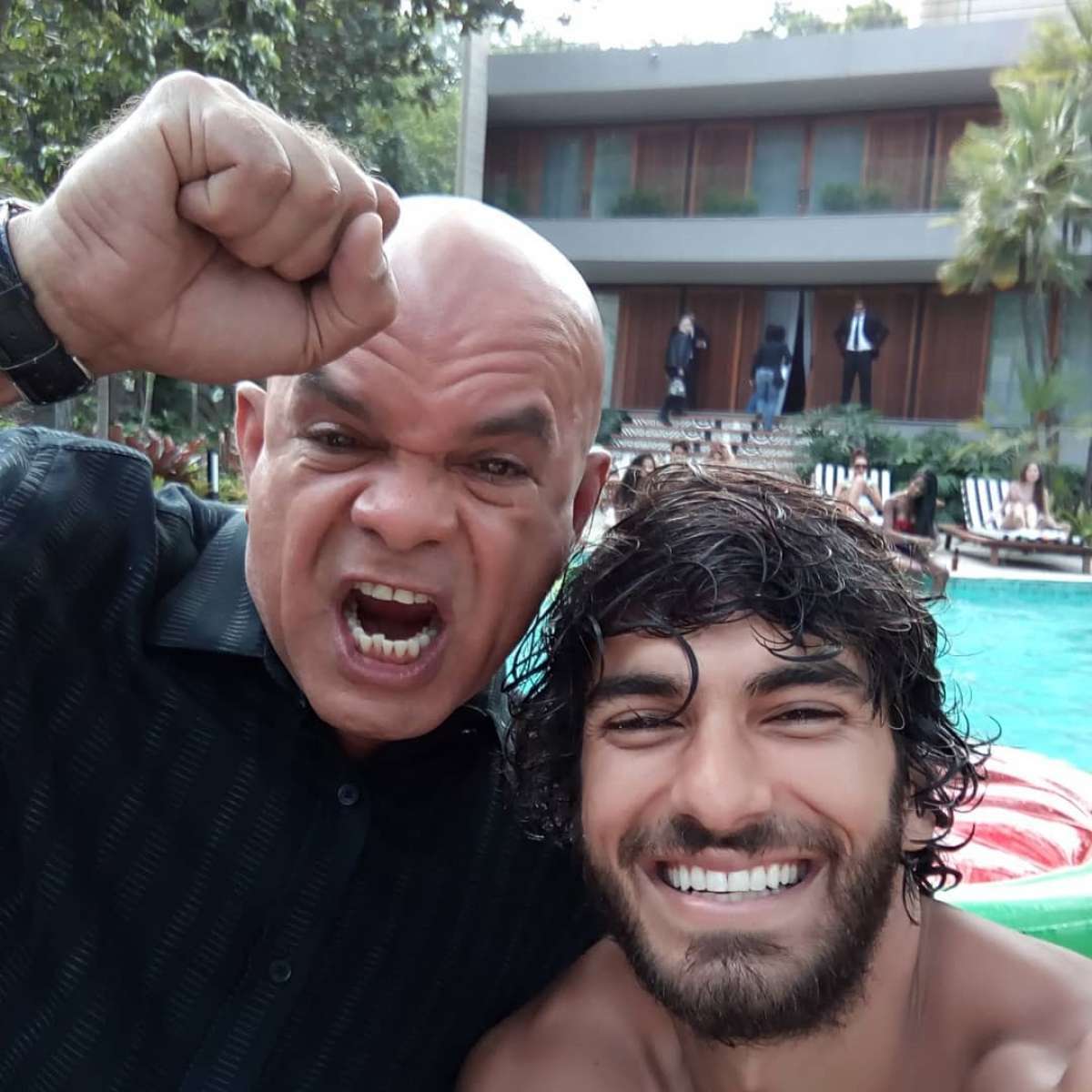 Narcival Rubens e Hugo Moura nos bastidores de 'Segundo Sol'