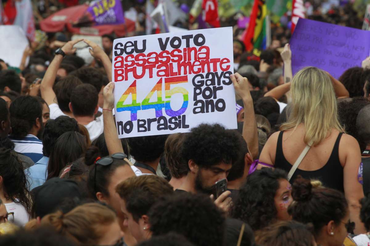 2018-09-29-  Mulheres Contra Bolsonaro - Protesto de mulheres contra o candidato a presid&ecirc;ncia da Rep&uacute;blica, Jair Messias Bolsonaro.  Foto de Ma&iacute;ra Coelho / Ag&ecirc;ncia O Dia.  Cidade, Pol&iacute;tica, Jair, Bolsonaro, Manifesta&ccedil;&atilde;o, Mulheres, feministas, Luta, Elei&ccedil;&atilde;o, 2018