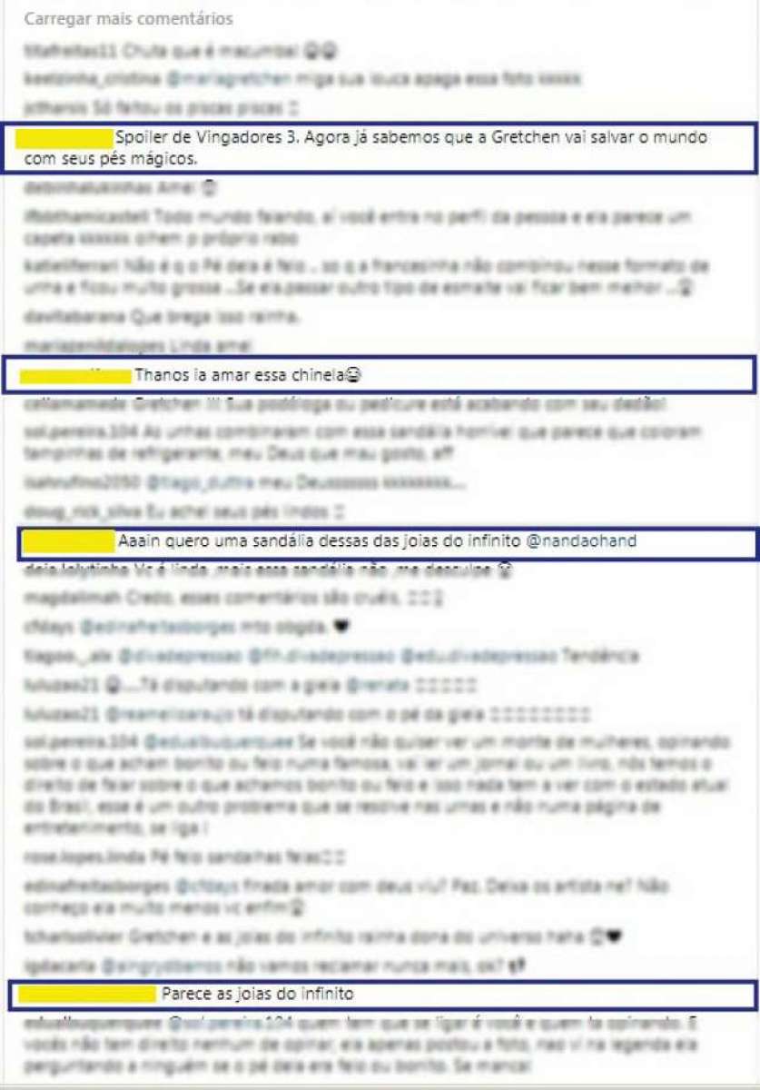 Fãs comentam a foto de Gretchen