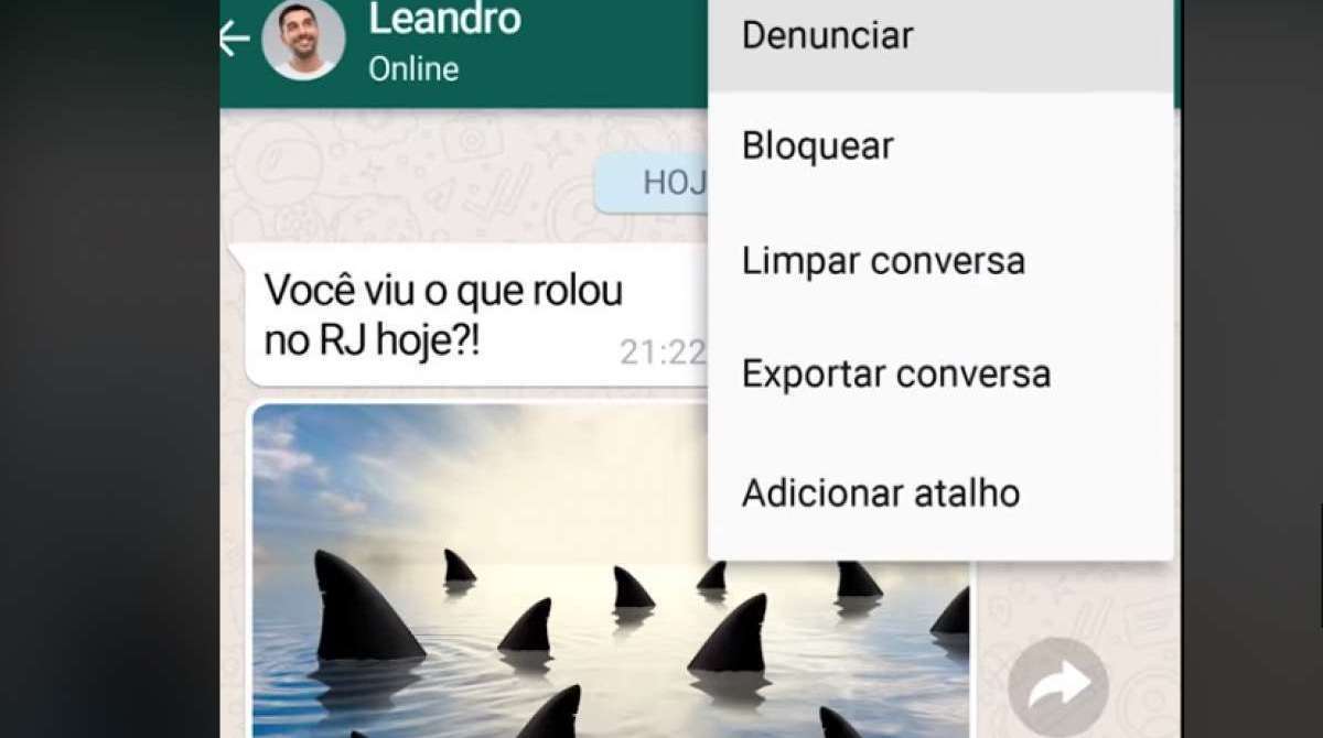 Na conversa com a pessoa, clique na parte superior direita e clique em 'mais'