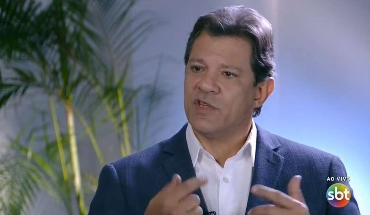 Fernando Haddad participa de sabatina no SBT após Bolsonaro não comparecer no debate - Reprodução TV/ SBT