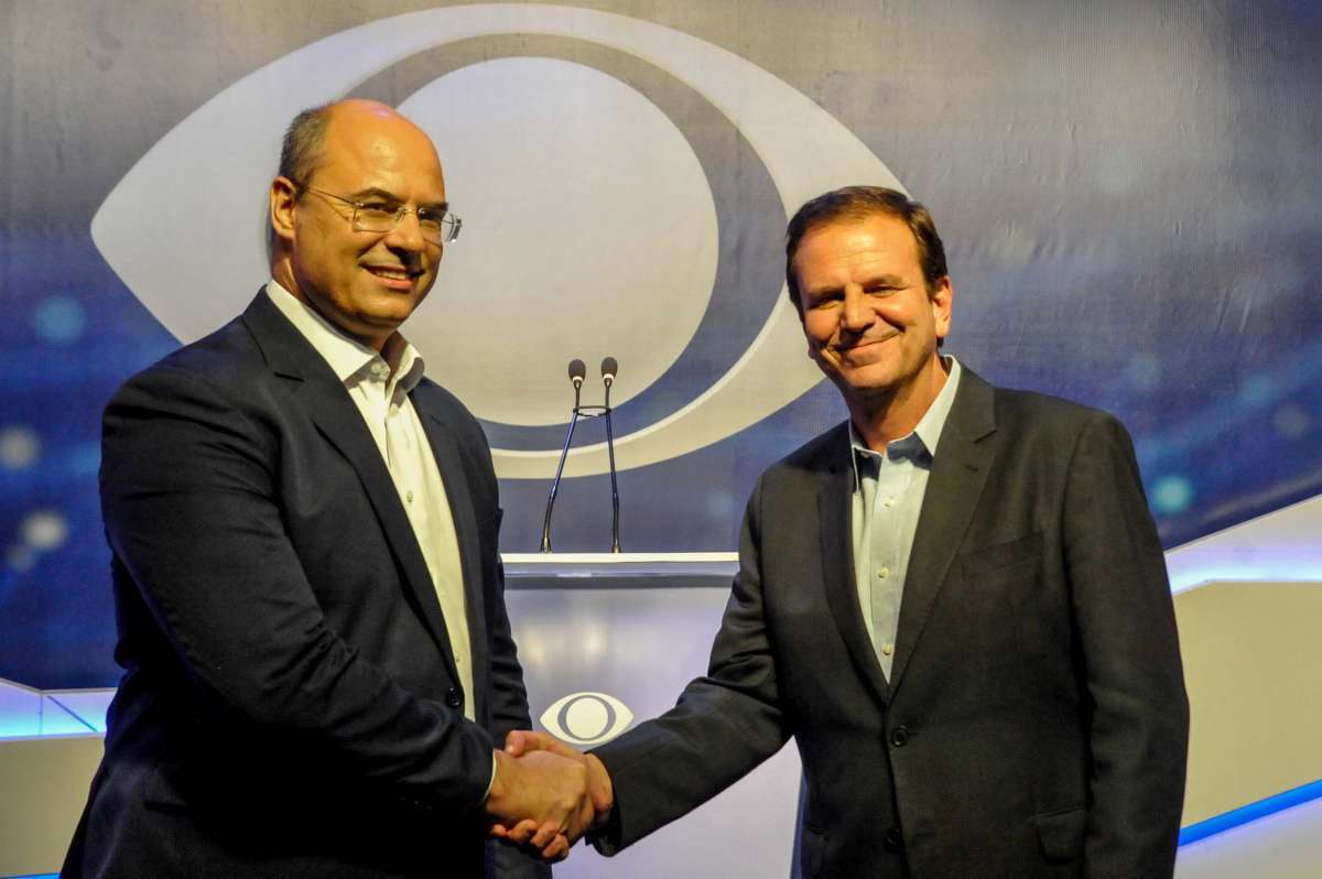 0-18-8--20 - AG&Ecirc;NCIA DE NOT&Iacute;CIAS - PARCEIRO - Grupo Band promove debate em seus est&uacute;dios no bairro de Botafogo, na Zona Sul do Rio, entre os candidatos ao Governo do Rio de Janeiro, Wilson Witzel (PSC) e Eduardo Paes (DEM)  nesta quinta-feira(18).  Foto: Nayra Halm/Parceiro/Ag&ecirc;ncia O Dia