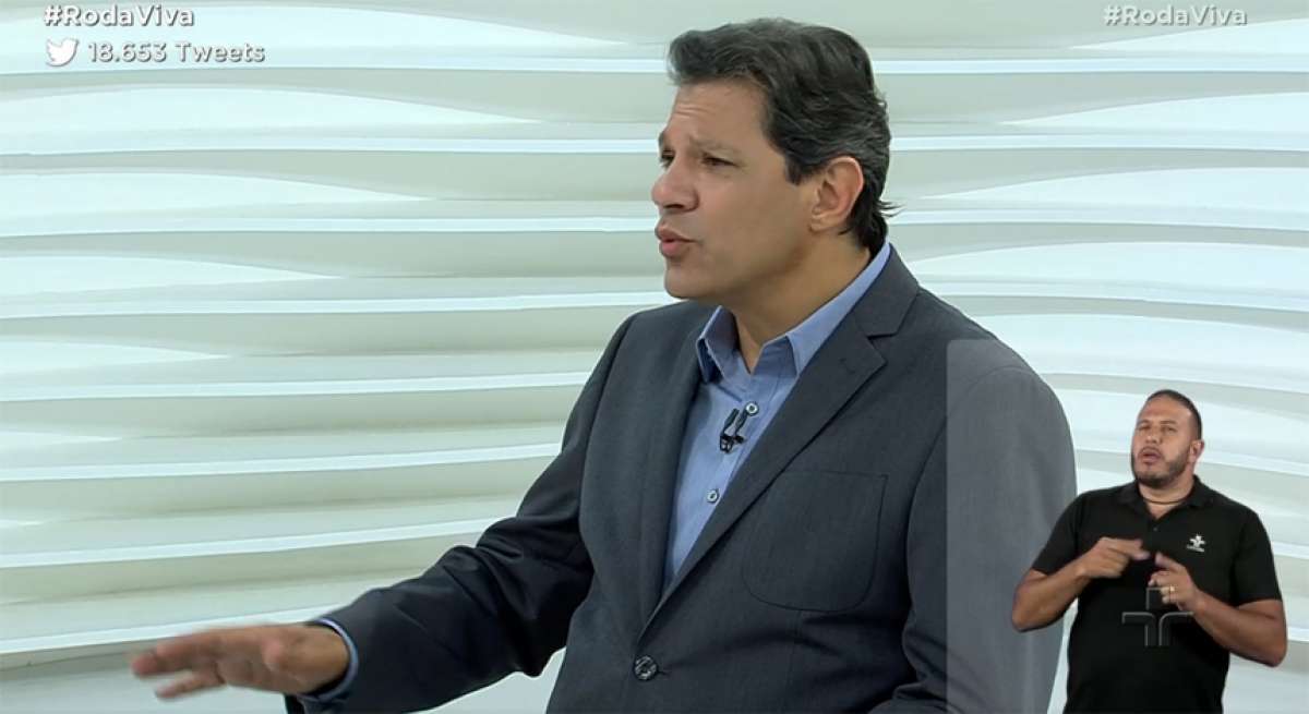 Fernando Haddad é entrevistado no Roda Viva - Reprodução TV