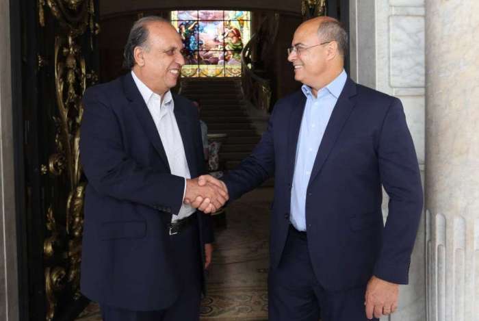 Governador eleito, Wilson Witzel, visita governador PezÃ£o no PalÃ¡cio Laranjeiras