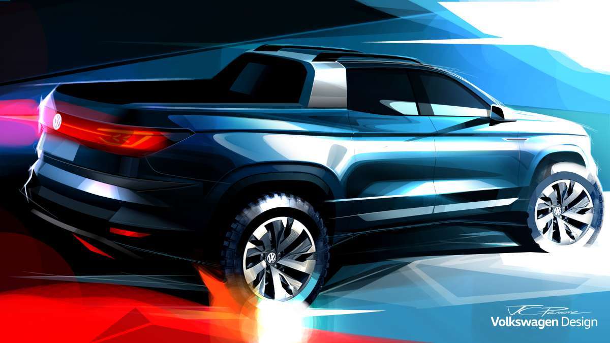 Picape tem linhas parecidas com o visto no novo SUV compacto T-Cross, revelado na semana passada - Divulgação