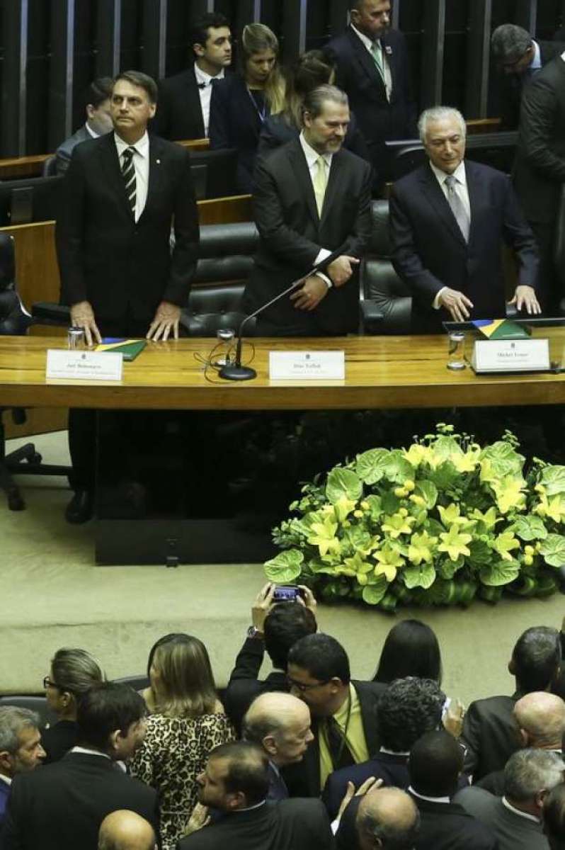 O presidente eleito Jair Bolsonaro,  participa no Congresso Nacional da sessão solene em comemoração aos 30 anos da Constituição Federal