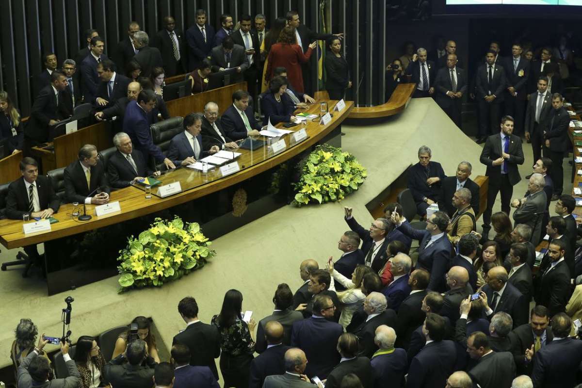 O presidente eleito Jair Bolsonaro,  participa no Congresso Nacional da sessão solene em comemoração aos 30 anos da Constituição Federal