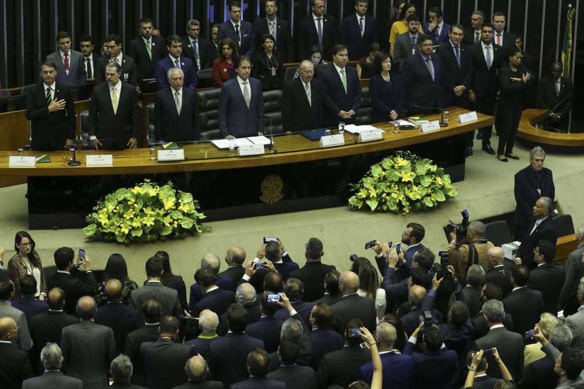 O presidente eleito Jair Bolsonaro,  participa no Congresso Nacional da sessão solene em comemoração aos 30 anos da Constituição Federal