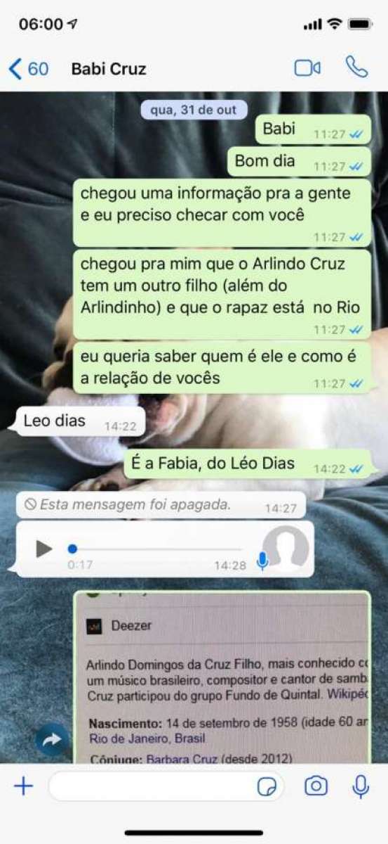 Veja provas da conversa entre a coluna e a família de Arlindo Cruz