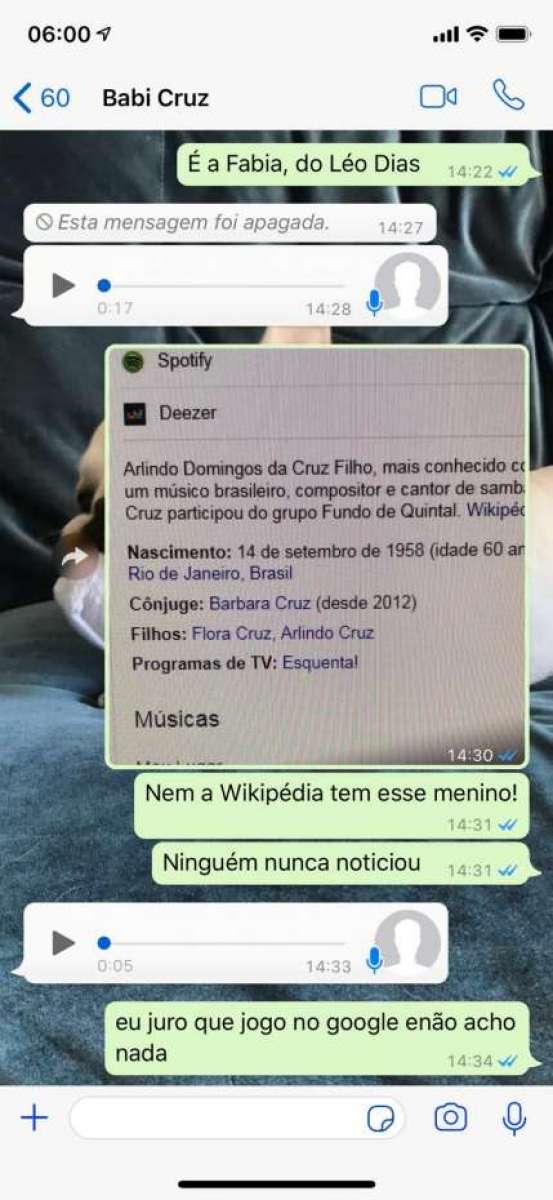 Veja provas da conversa entre a coluna e a família de Arlindo Cruz