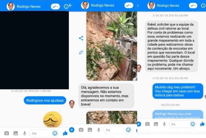 Boa Esperança: moradora enviou à página oficial do prefeito no Facebook, em 2016, alerta sobre riscos de deslizamento