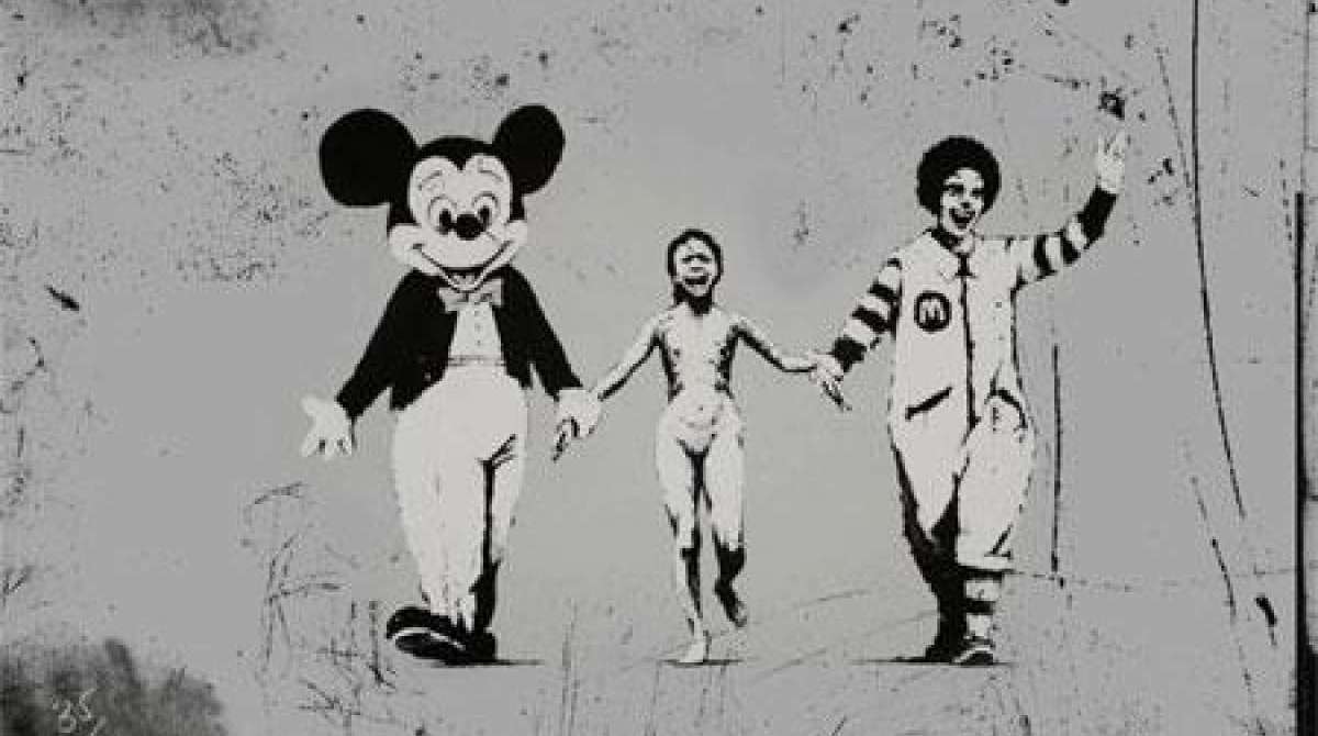 Obra do artista britânico Banksy que faz trabalhos em estêncil pelo mundo