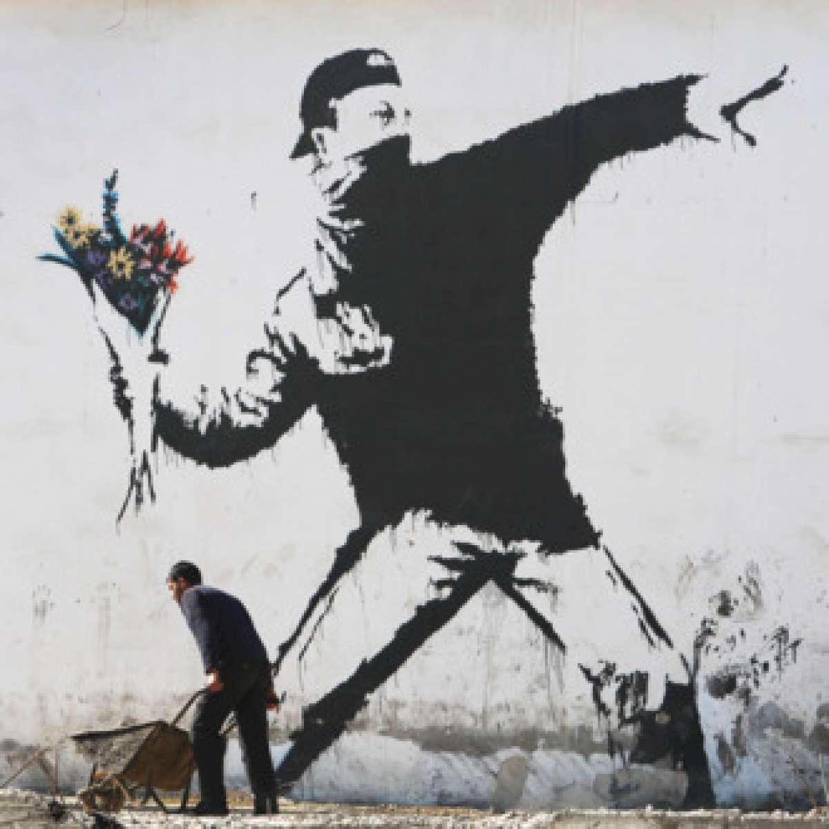 Obra do artista britânico Banksy que faz trabalhos em estêncil pelo mundo