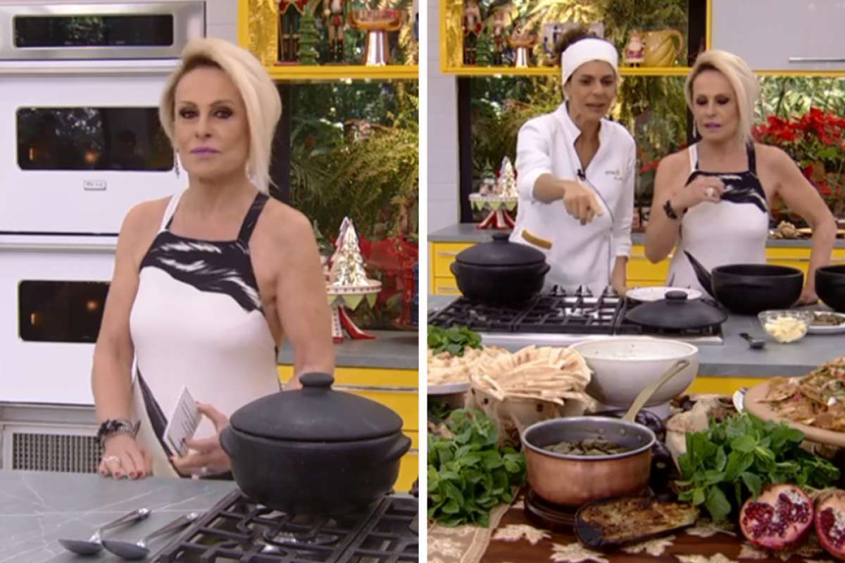 Ana Maria Braga no momento que a imagem da barata dentro do prato apareceu
