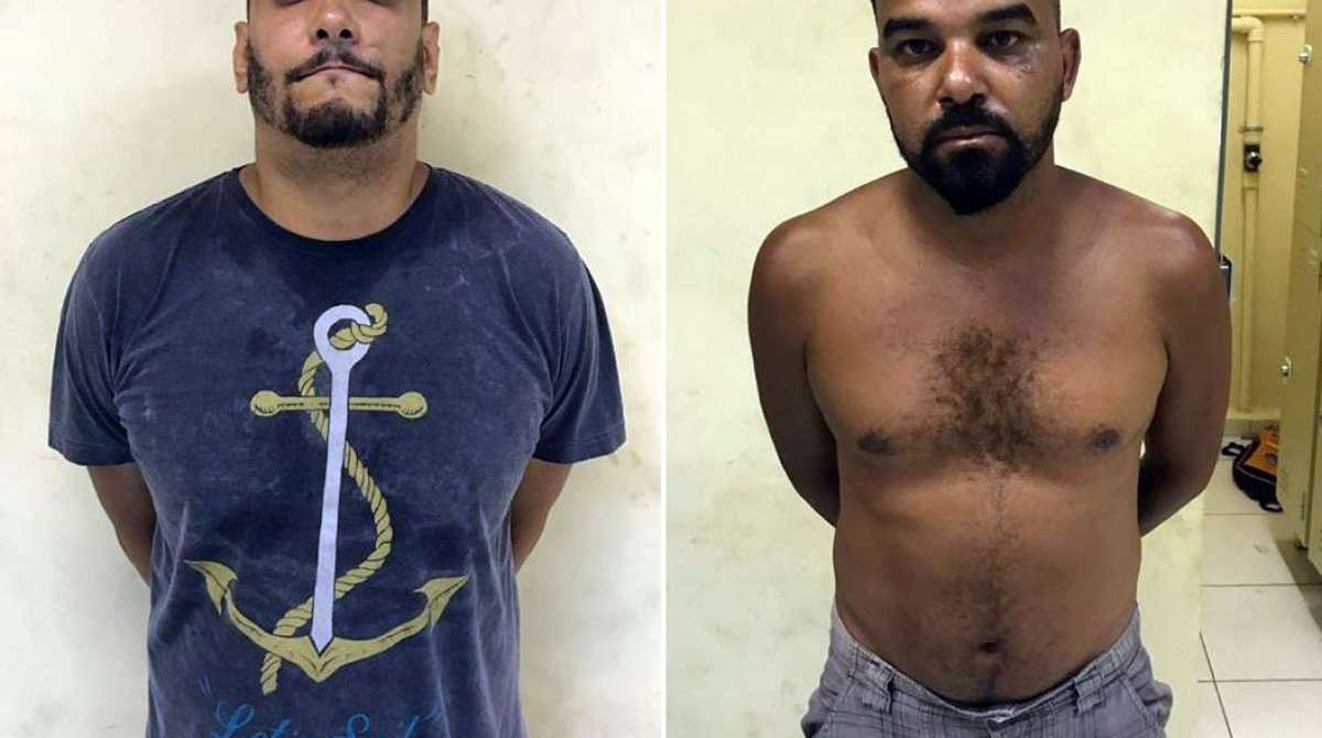 Dois dos tr&ecirc;s bandidos presos na a&ccedil;&atilde;o - Divulga&ccedil;&atilde;o / Pol&iacute;cia Militar