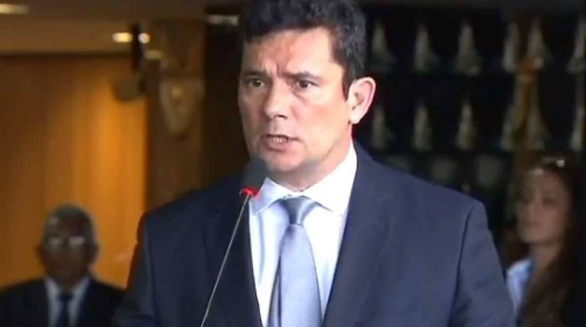 Ministro da Justiça, Sergio Moro, discursa durante transmissão do cargo - Reprodução/ NBR