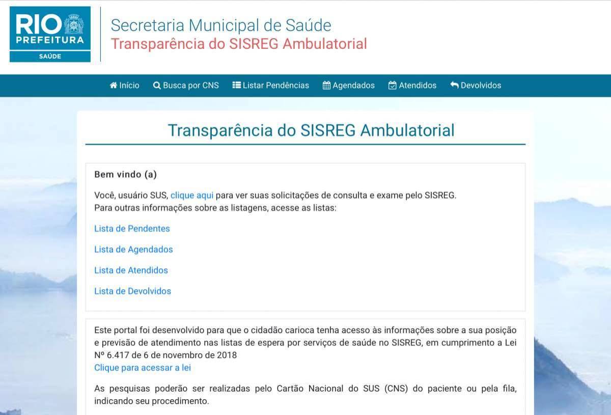 Portal de transparência do Sisreg