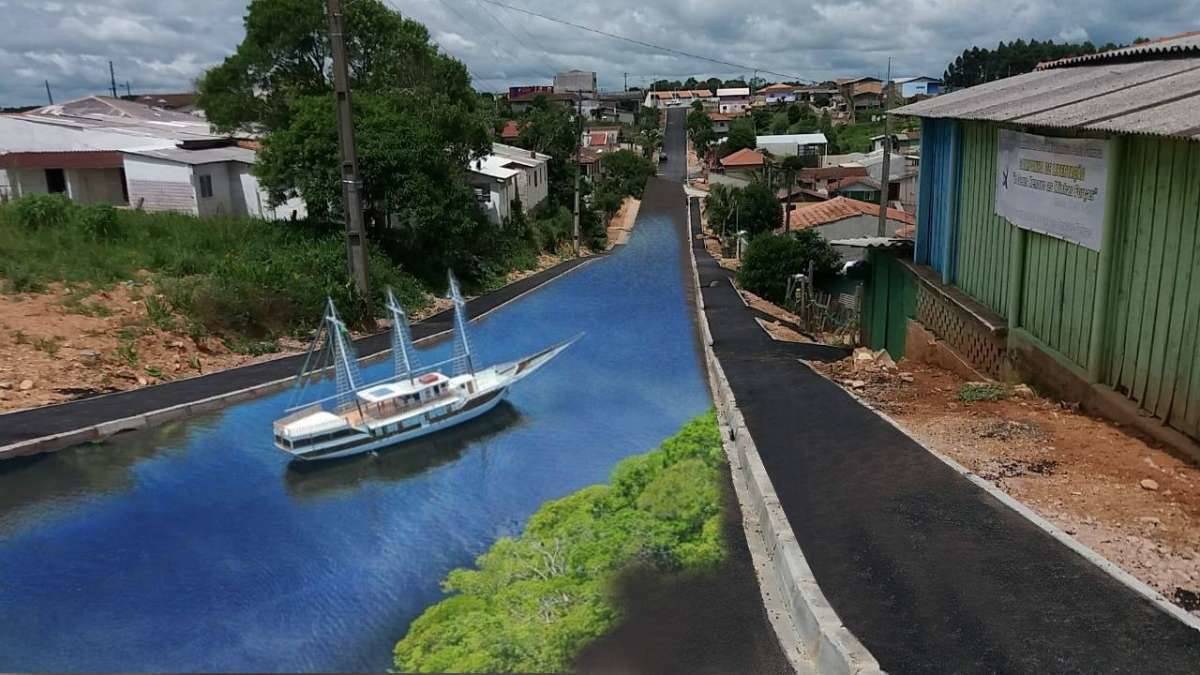Prefeitura de município do Paraná vira meme após fazer montagem com novo asfalto