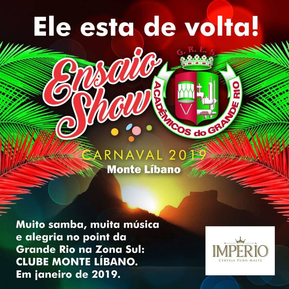 Ensaio da Grande Rio no Monte Líbano - Divulgação