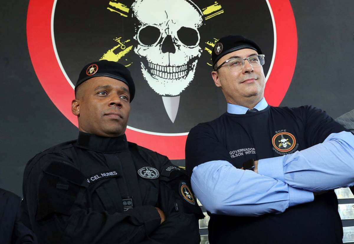 Wilson Witzel durante a cerimônia de troca de comando do Bope