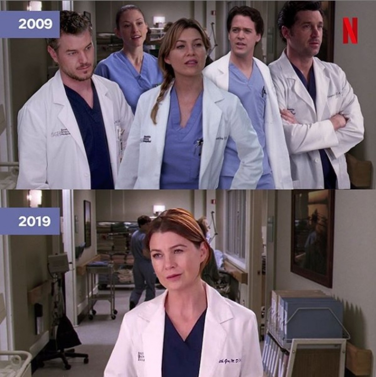 Até a plataforma de Streaming Netflix mostrou aos fãs de 'Grey's Anatomy' que eles assistem a série há 10 anos - Instagram