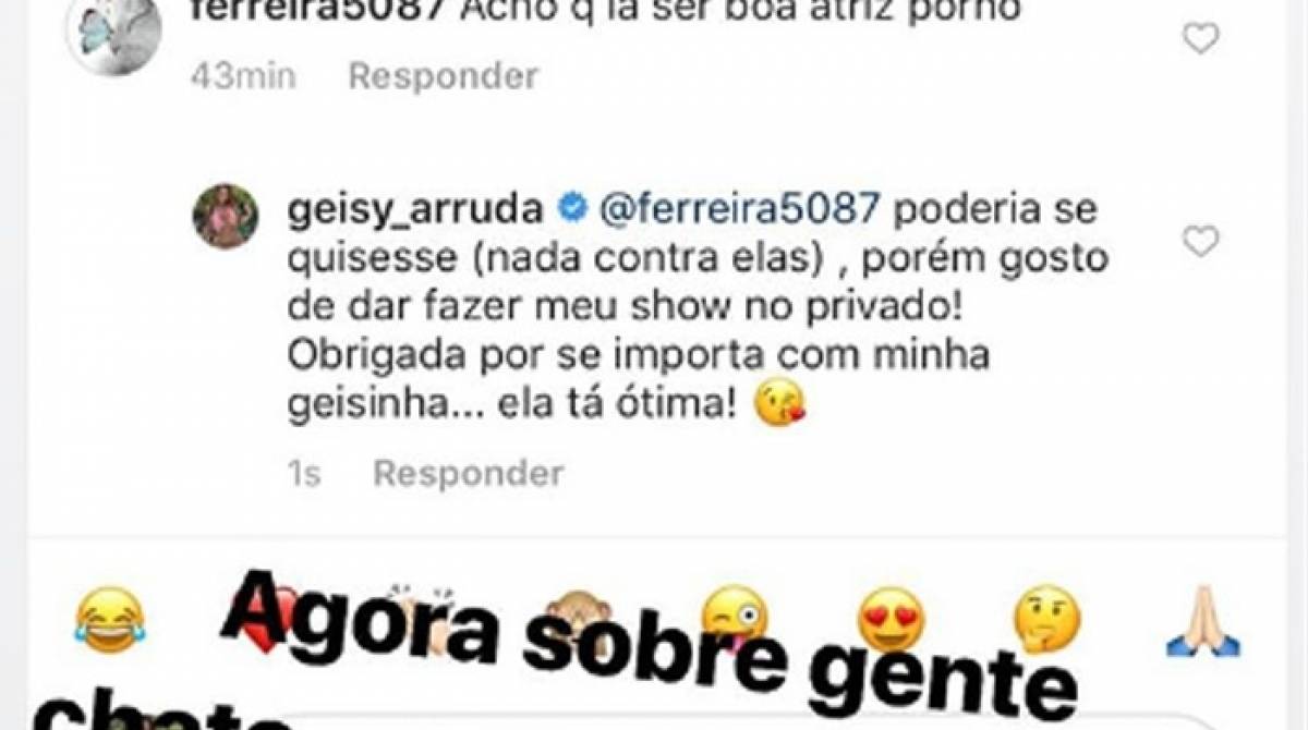 Geisy Arruda rebate seguidora que sugeriu que ela seria uma boa atriz porn&ocirc;