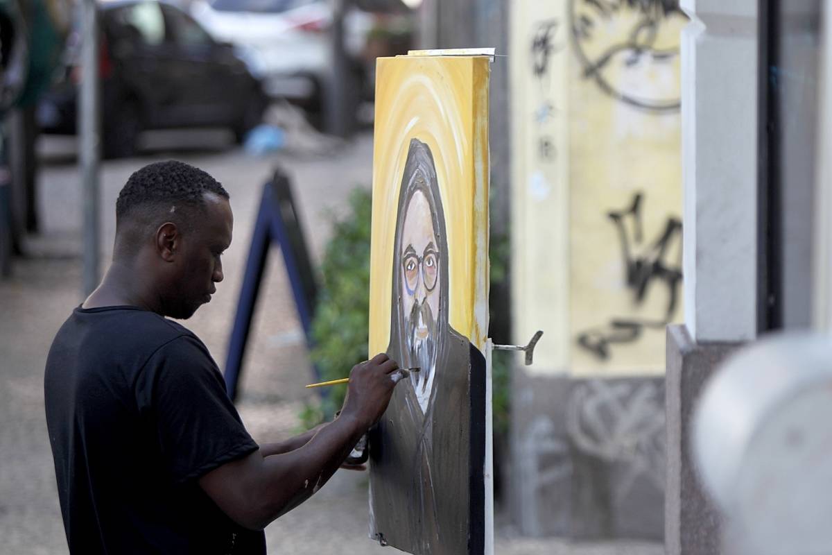 Rio, 19/01/2019 - O artista de rua Marcondes Rocco fez uma homenagem ao  fundador do O Rappa, Marcelo Yuka durante o velório realizado na sala Cecília Meireles,a na Lapa, no Centro do Rio, neste sábado (19). O músico e compositor morreu no fim da noite de sexta-feira (18), aos 53 anos, no Rio de Janeiro.