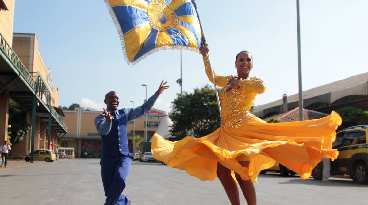 Rio de Janeiro 23/01/2019 - Carnaval. Preparativos para o carnaval no barracao da escola Unidos da Tijuca.Na foto: Mestre Sala e Porta Bandeira Raphaela Caboclo e Alex Marcelino.Foto: Fernanda Dias / Agencia O Dia.