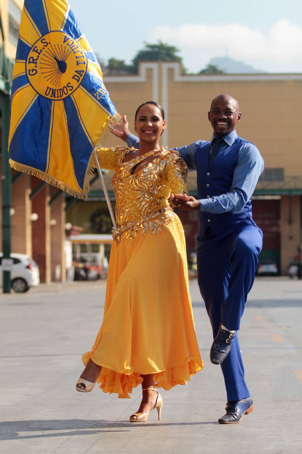 Rio de Janeiro 23/01/2019 - Carnaval. Preparativos para o carnaval no barracao da escola Unidos da Tijuca.Na foto: Mestre Sala e Porta Bandeira Raphaela Caboclo e Alex Marcelino.Foto: Fernanda Dias / Agencia O Dia. - Fernanda Dias/Agencia O Dia