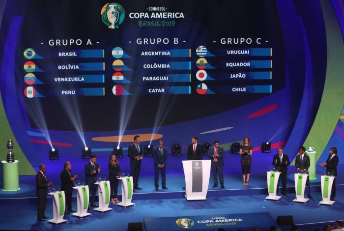 Cerimônia do sorteio dos grupos das selecões da Copa America