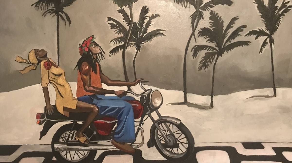 À esq., obras que estão na exposição \'O Negro no Rio\', da artista plástica Geórgia Lobo (D)