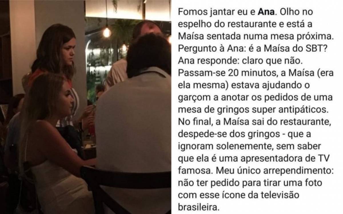 Maisa ajuda garçom a entender o pedido de turistas estrangeiros