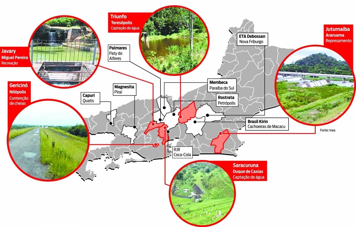 mapa represas rio de janeiro - arte o dia