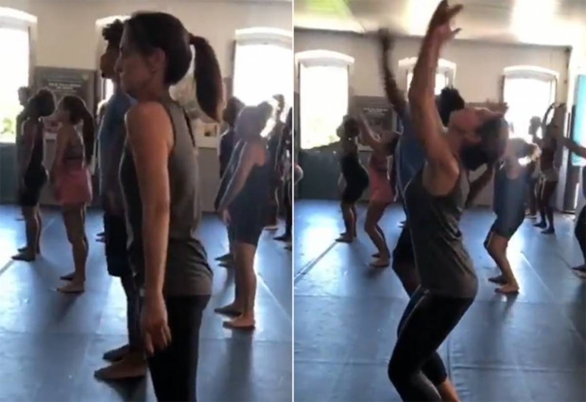F&aacute;tima Bernardes faz aula de dan&ccedil;a afro na Bahia