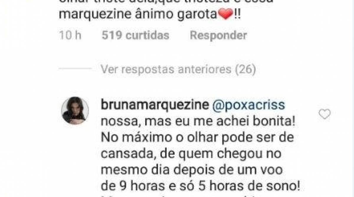 Marquezine rebate fã após comentário: 'Me achei bonita'