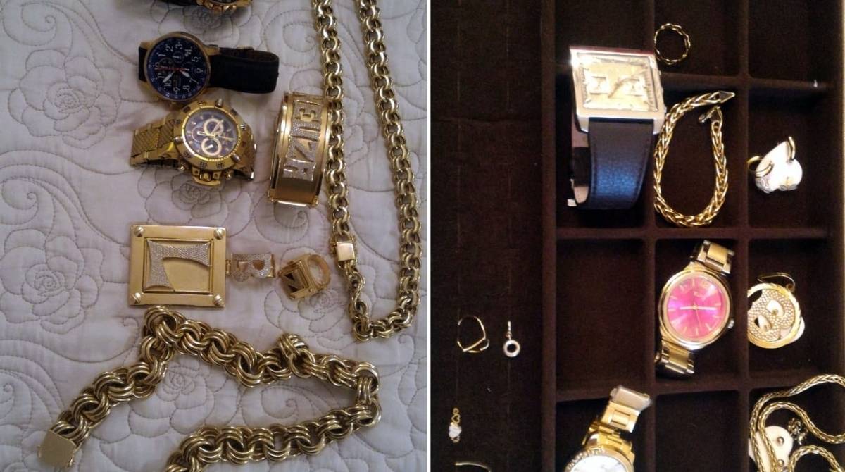 Jóias apreendidas na casa de Zinho