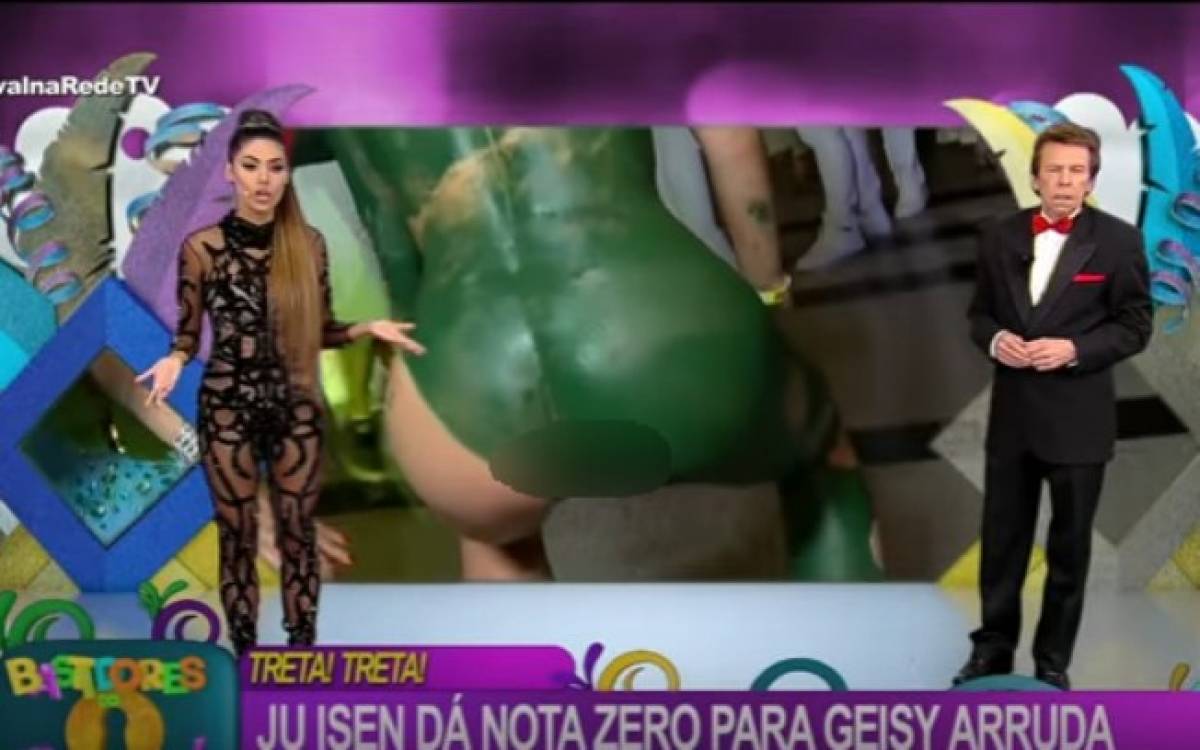 Acima, modelo mostra demais no \'Bastidores do Carnaval\'. Abaixo, Rogéria engatinha no estúdio 