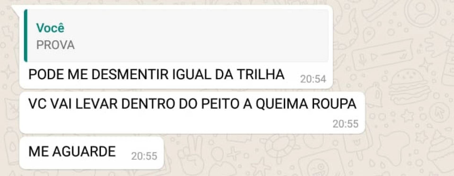 Mensagens trocadas entre os dois