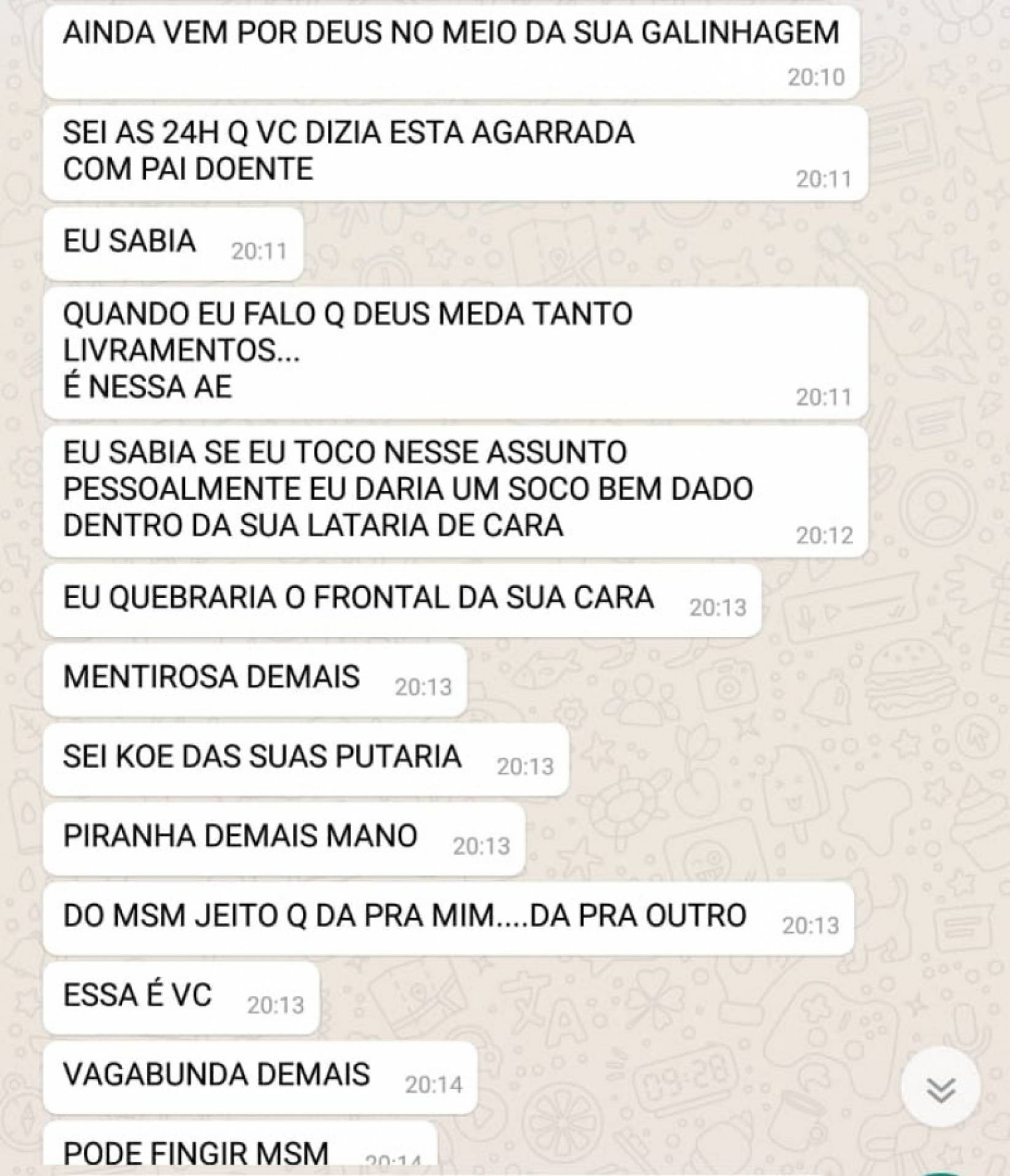 Mensagens trocadas entre os dois