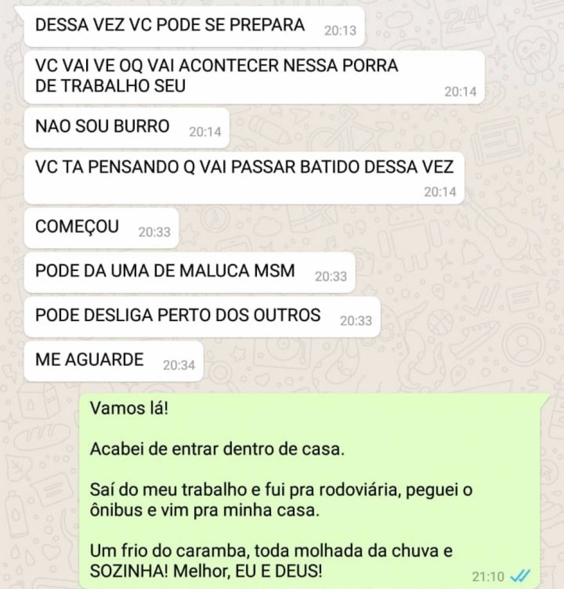 Mensagens trocadas entre os dois