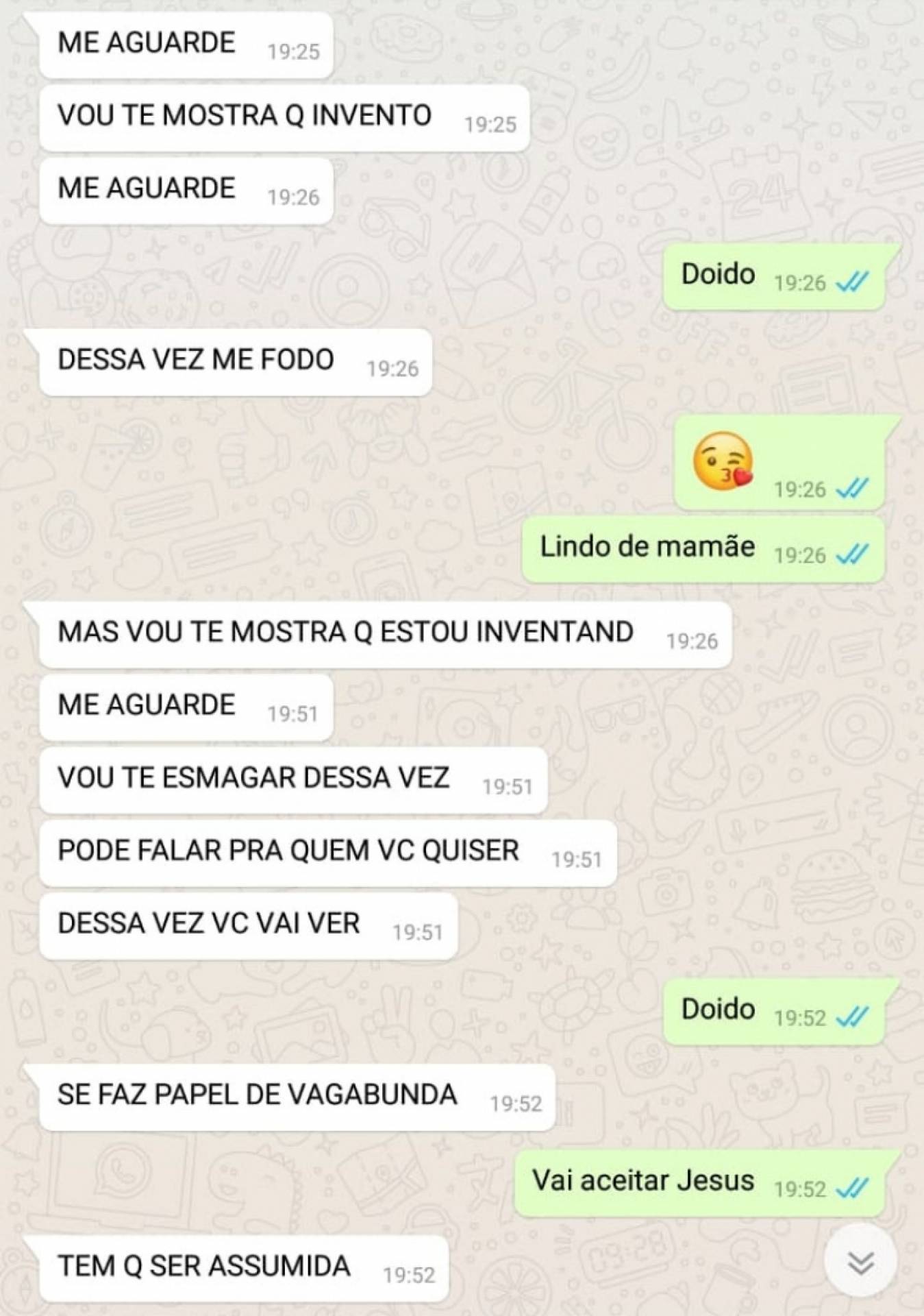 Mensagens trocadas entre os dois