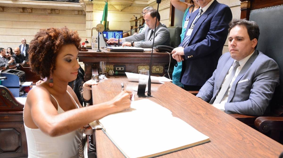 Momento em que Marielle tomou posse na Câmara do Rio