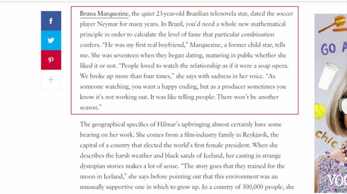 Entrevista de Bruna Marquezine para a \'Vogue\' internacional